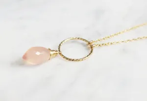 Pink Chalcedony Hoop Necklace -  Worn on Riverdale
