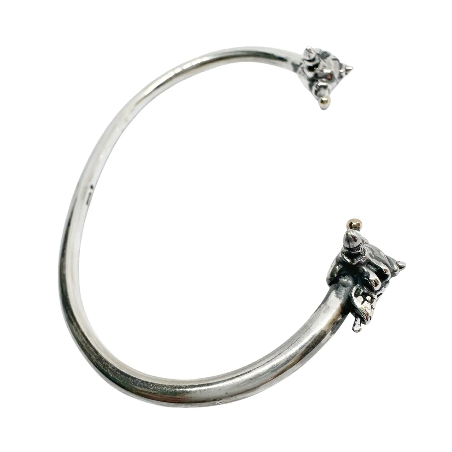 Punk Skull Rigid Bangle In Sterling Silver
