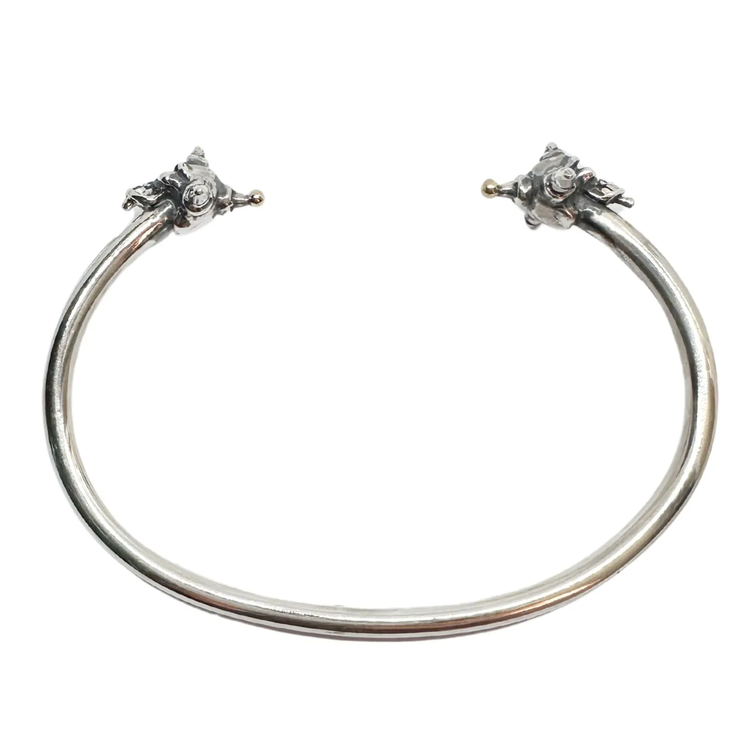 Punk Skull Rigid Bangle In Sterling Silver