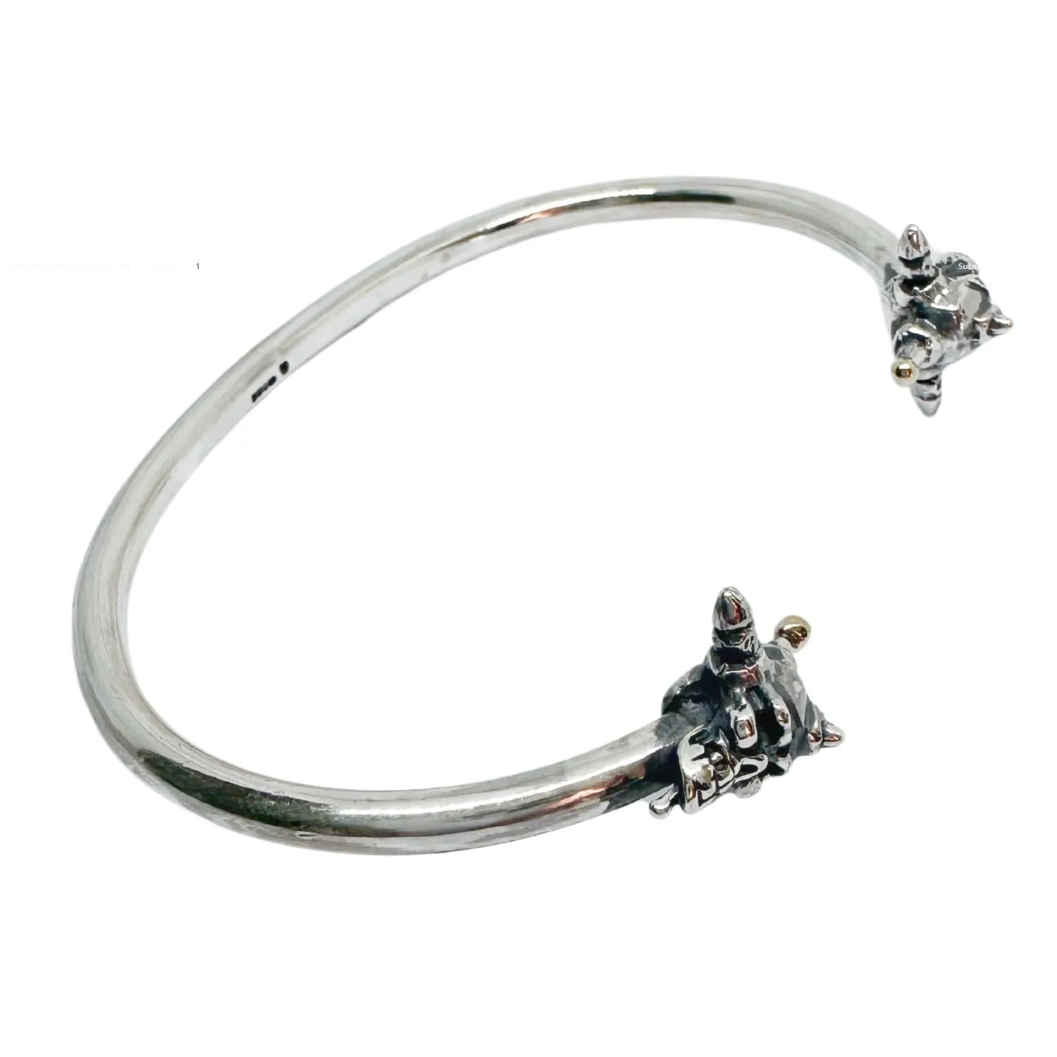 Punk Skull Rigid Bangle In Sterling Silver