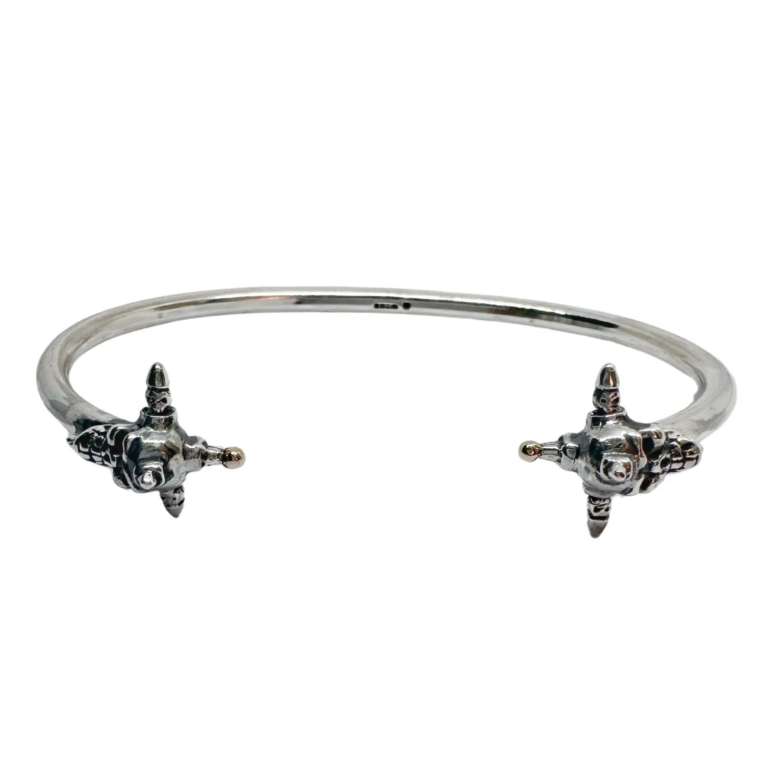 Punk Skull Rigid Bangle In Sterling Silver