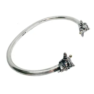Punk Skull Rigid Bangle In Sterling Silver