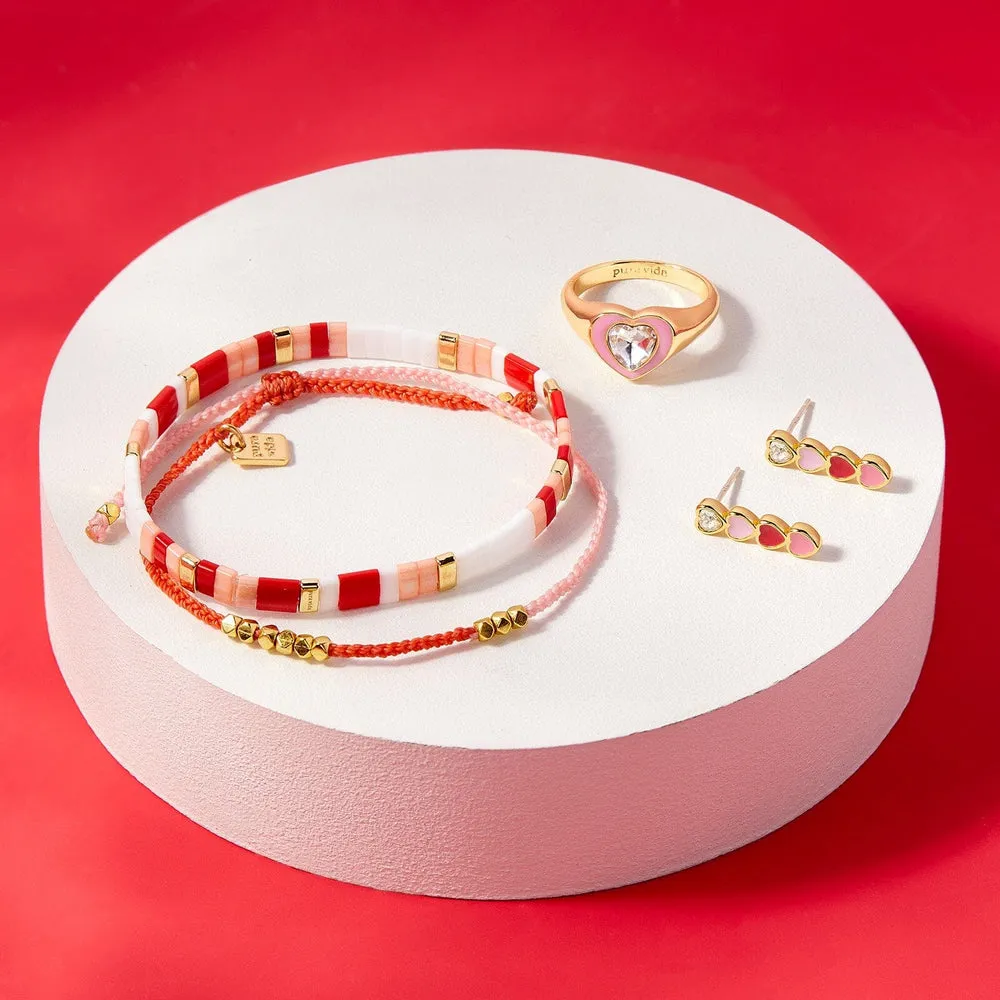 Pura Vida Bracelets Pink & Red Two Tone Dainty Bracelet