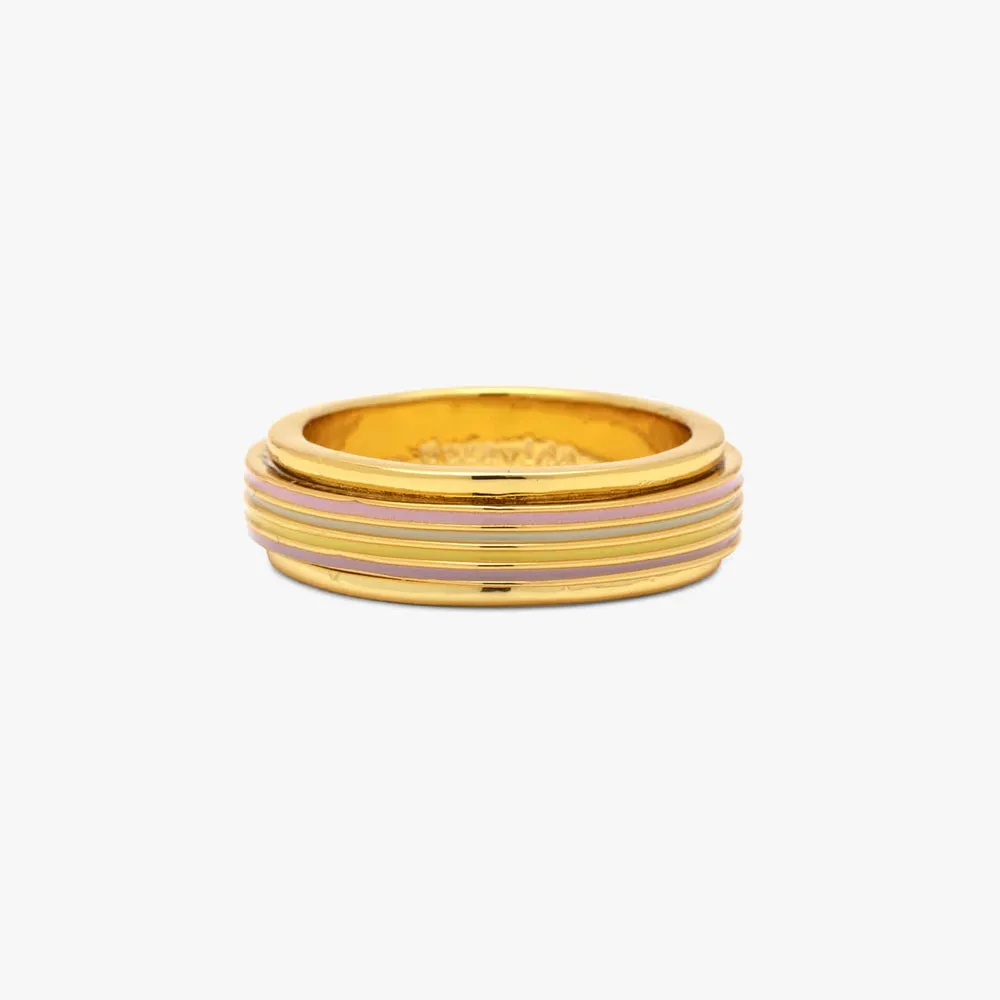 Pura Vida Mental Health Awareness Pastel Stripe Fidget Ring - Gold