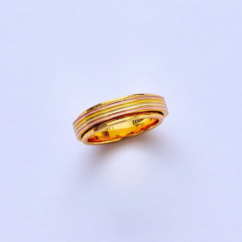 Pura Vida Mental Health Awareness Pastel Stripe Fidget Ring - Gold