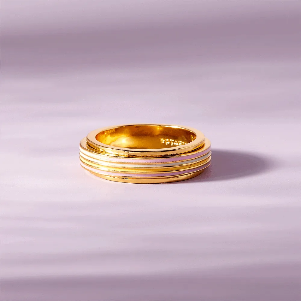 Pura Vida Mental Health Awareness Pastel Stripe Fidget Ring - Gold