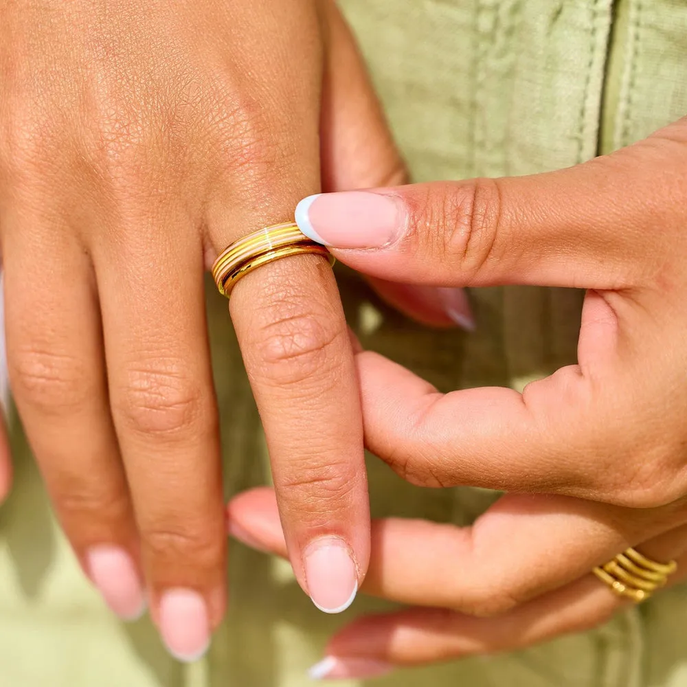 Pura Vida Mental Health Awareness Pastel Stripe Fidget Ring - Gold