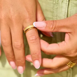 Pura Vida Mental Health Awareness Pastel Stripe Fidget Ring - Gold