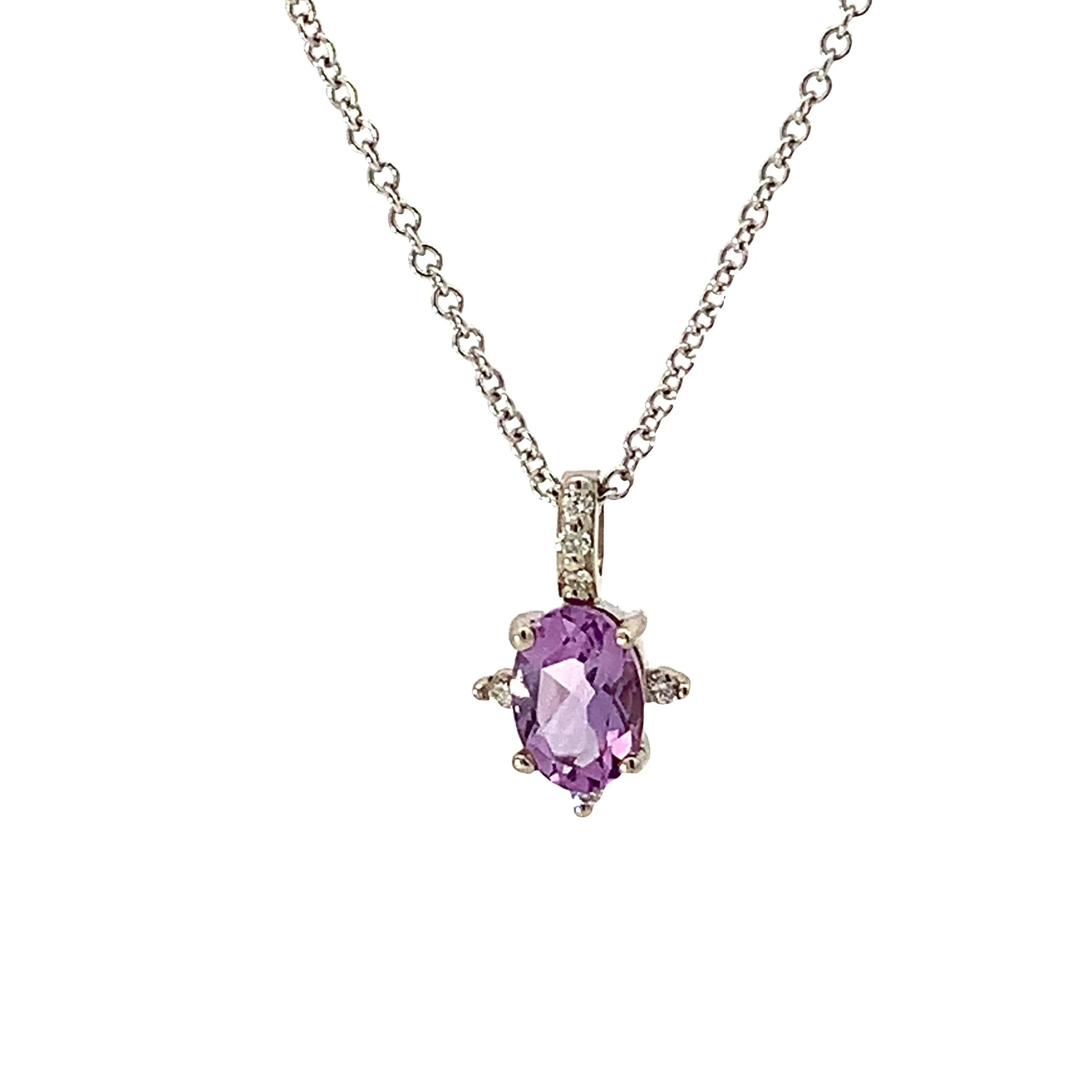 Rose de France Amethyst and Diamond Accent Necklace - made to order