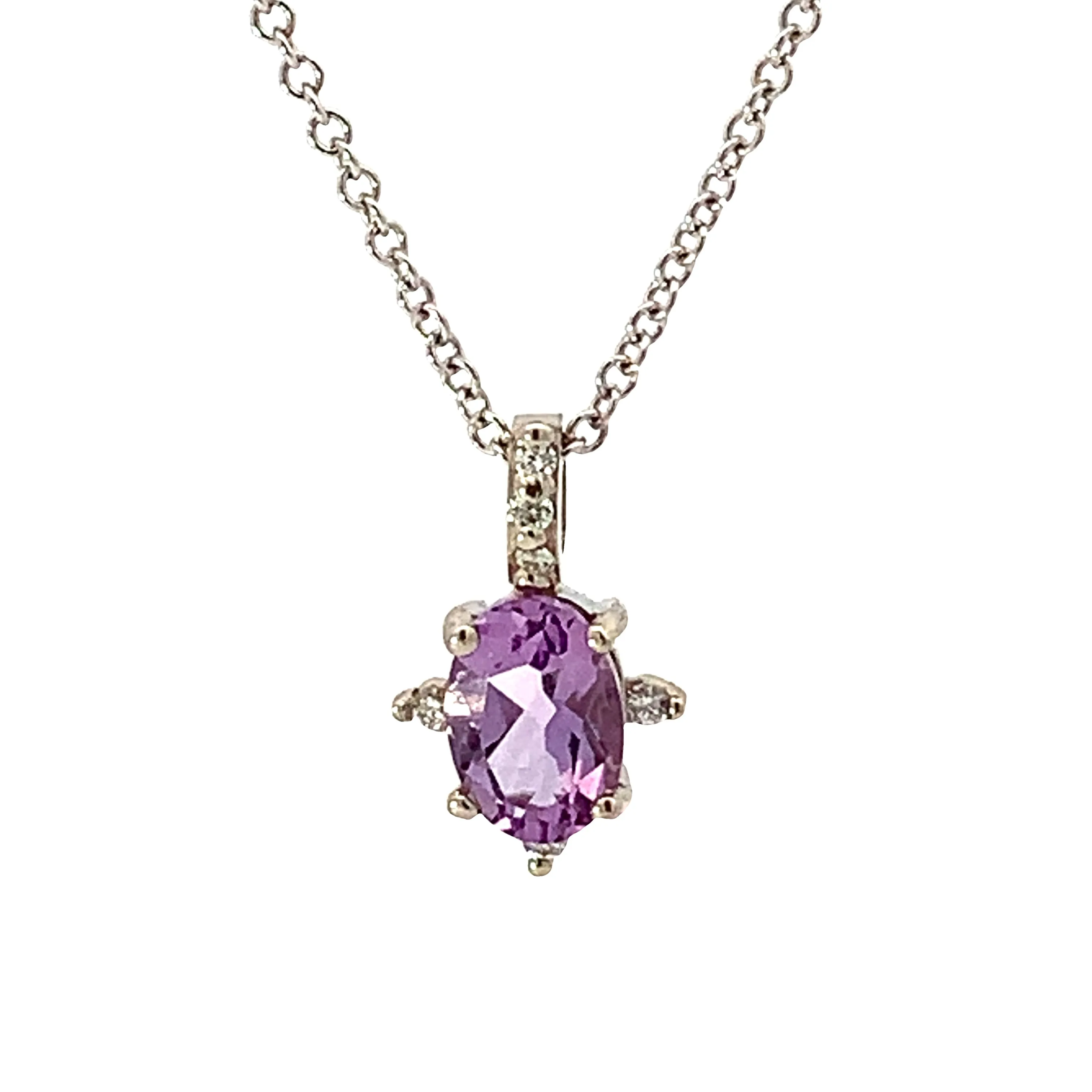 Rose de France Amethyst and Diamond Accent Necklace - made to order