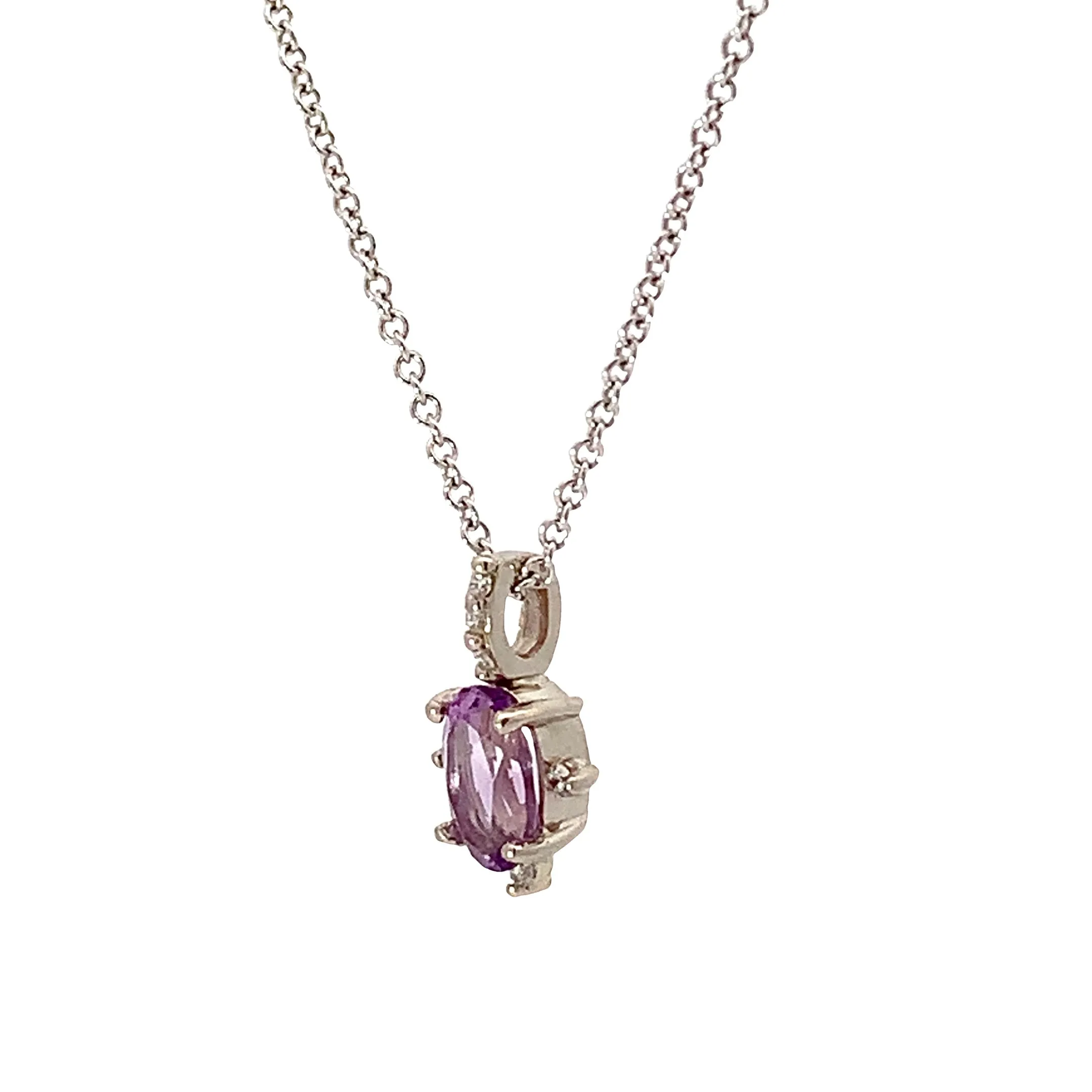 Rose de France Amethyst and Diamond Accent Necklace - made to order