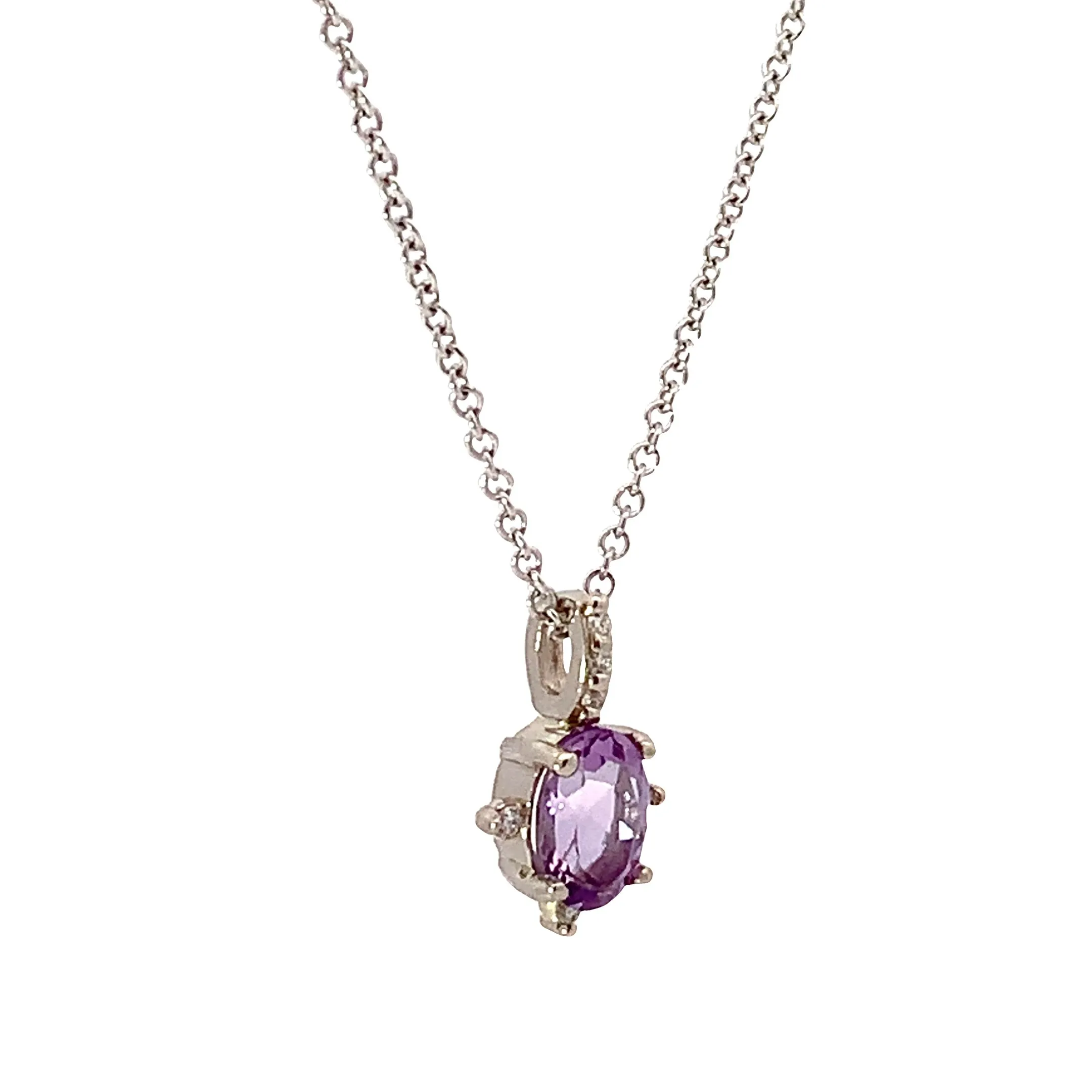 Rose de France Amethyst and Diamond Accent Necklace - made to order