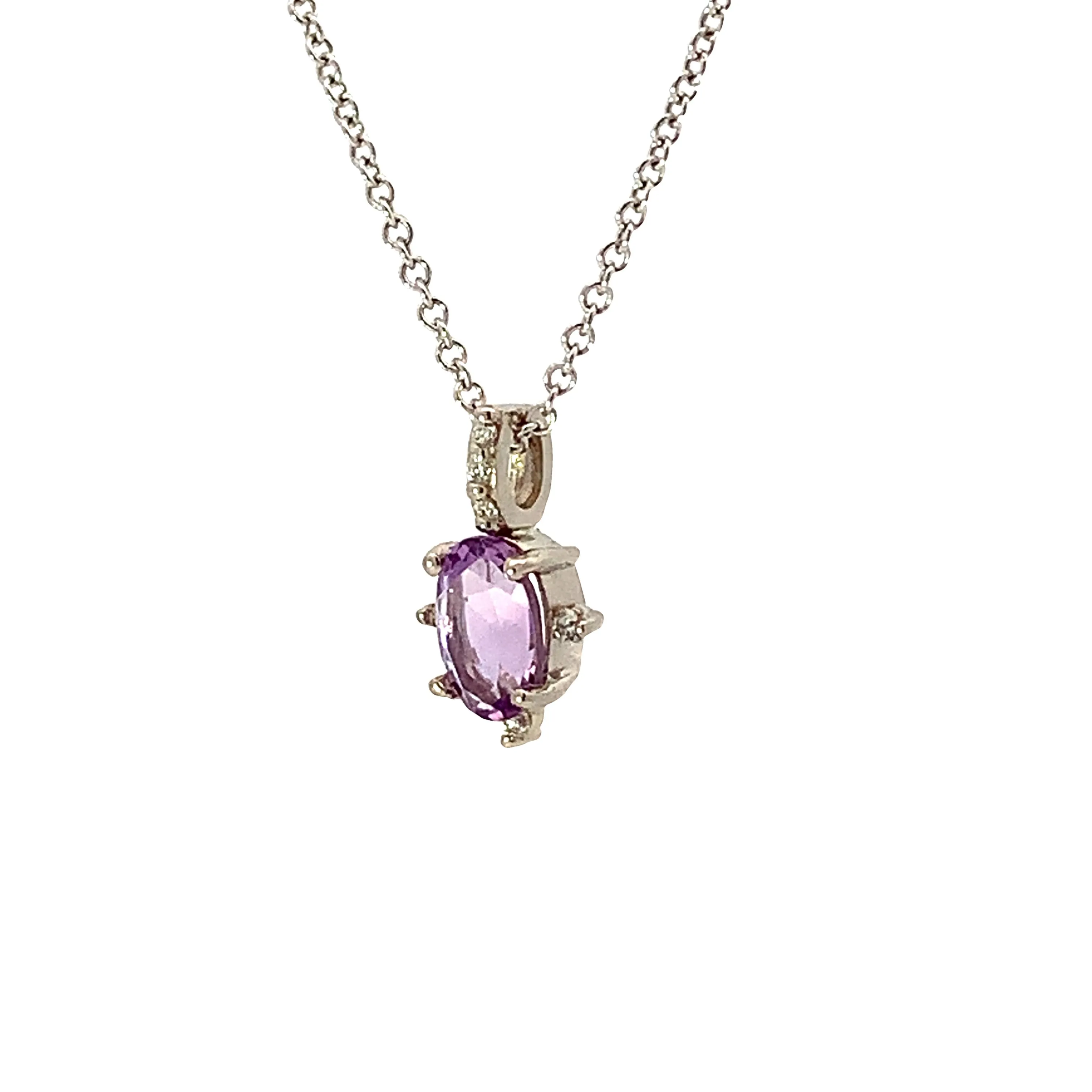 Rose de France Amethyst and Diamond Accent Necklace - made to order