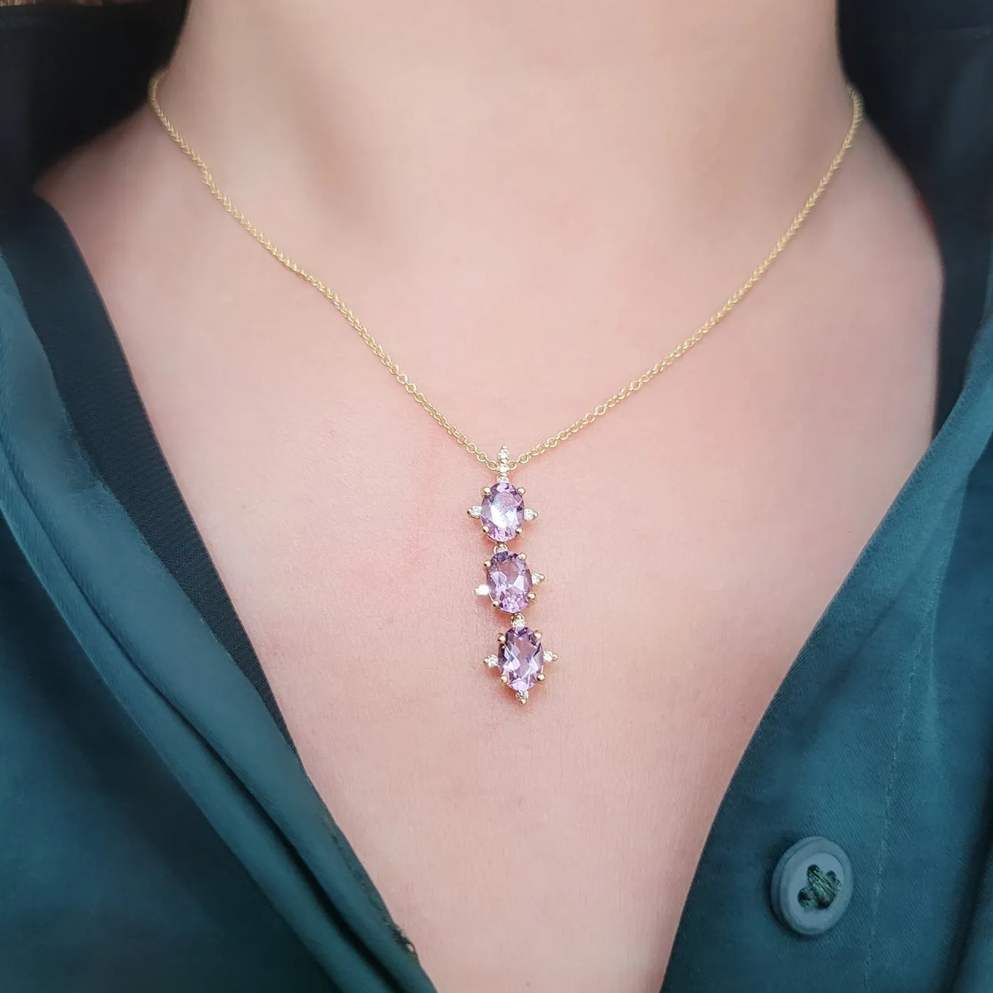 Rose de France Amethyst Drop Necklace
