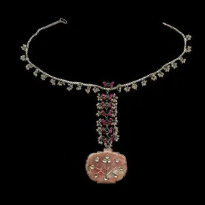 Rose Quartz And Pink Tourmaline Stone Maang Tikka