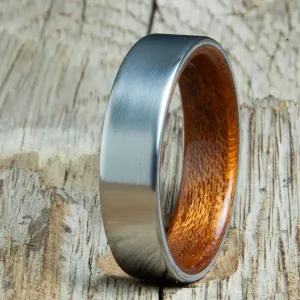 Satin titanium Acacia wood lined ring